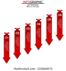 Six elements of the infographics in the form of arrows.Elements of infographics for business,advertising,presentation,process diagram,workflow layout,banner,flow chart, info graph.Info background.