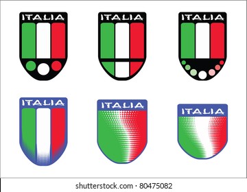 Six emblems with italian tricolor