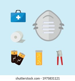 six emergency kit set icons
