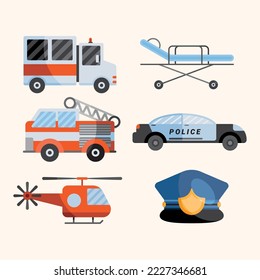 six emergency service set icons