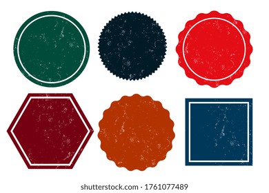 six empty grunge distressed stamps empty labels