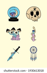 six esoteric magic set icons
