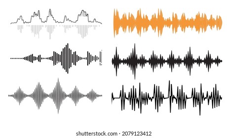 Six examples of Simple Style Sound Wave Music, Music, Vector