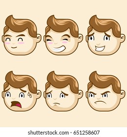 six expressions boy emoticon 
