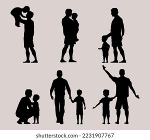 six fathers and six kids silhouettes characters