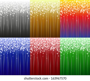 Six festive background. Silver, gold, red , green , blue and rainbow .