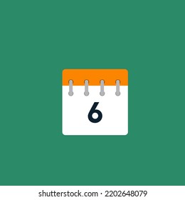 Sechs flache Design-Kalender - Symbolstock-Illustration auf grünem Hintergrund