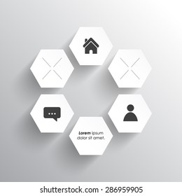 Six Flat Isolated Hexagon Pads Vector Template