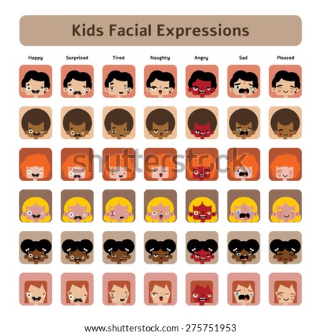 six flat kids faces