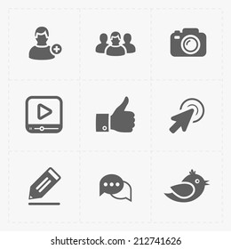 Six Flat social icons set on White