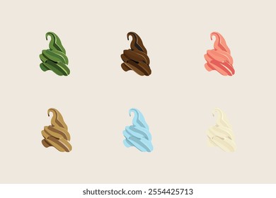 Six flavour of ice cream vector