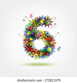 Six, floral number for your design