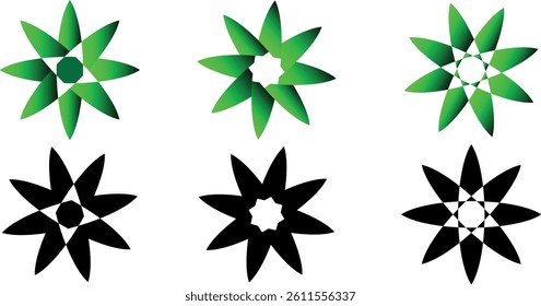 Six flowers design by vector and art, flowers with color .