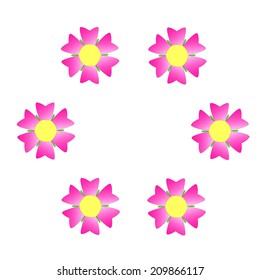 Six flowers .Vector illustration