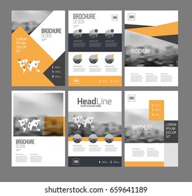 Six flyer marketing templates with photo, text and map. Sale Brochure layout vector set for business. 