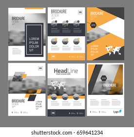 Six flyer marketing templates with photo, text and map. Sale Brochure layout vector set for business. 