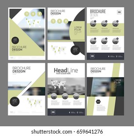 Six flyer marketing templates with photo, text and map. Sale Brochure layout vector set for business. 