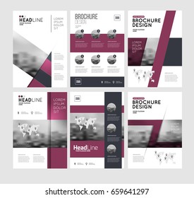 Six flyer marketing templates with photo, text and map. Sale Brochure layout vector set for business. 