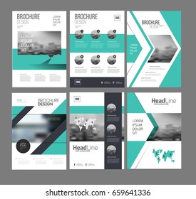 Six flyer marketing templates with photo, text and map. Sale Brochure layout vector set for business. 