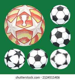six football soccer set balloons