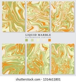six frame lemon color, liquid marble texture