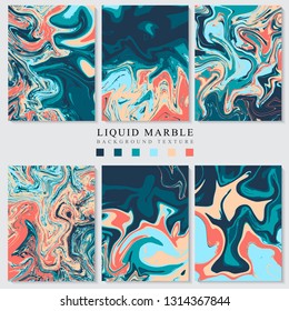 six frame ocean colors, liquid marble texture