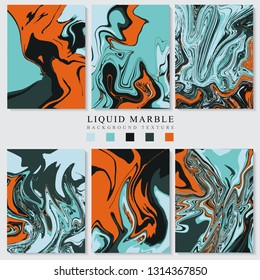 six frame ocean colors, liquid marble texture