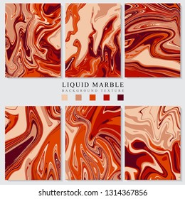 six frame volcano colors, liquid marble texture