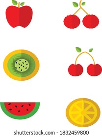 Six fruits include kiwi, lemon, watermelon, lychee, cherry, apples.