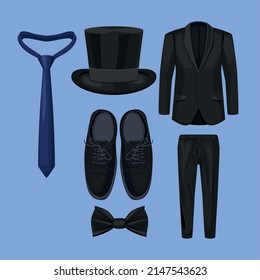 six gentleman wear clothes icons
