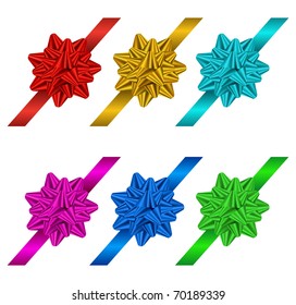 Six gift bows and ribbons on a white background, vector