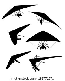 six gliders on a white background