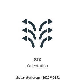 Six glyph icon vector on white background. Flat vector six icon symbol sign from modern orientation collection for mobile concept and web apps design.