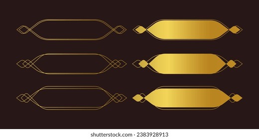 Six golden CTA buttons set.