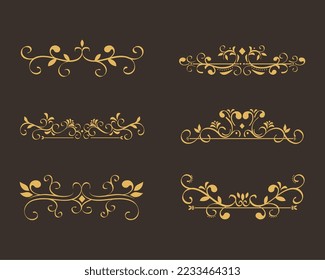 six golden dividers set icons