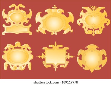 Six gothic frames with swirls
