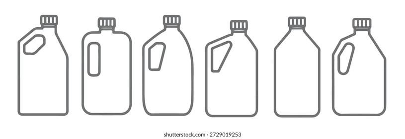 Seis iconos grises del envase de la jarra de la silueta diferentes