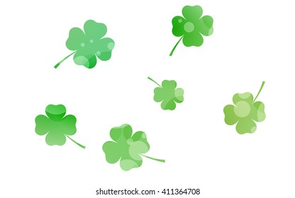 six green four leaf clovers, lucky background