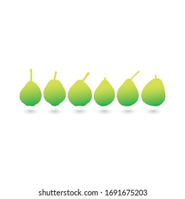 six green pear. vector green pears