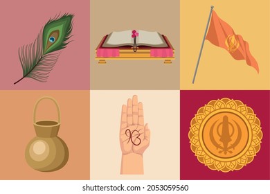 six guru nanak jayanti set icons