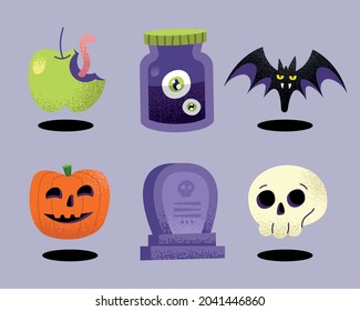 six halloween celebration set icons