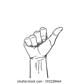 Six Hand sign : Outline vector