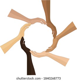 Six hands circle vector concept