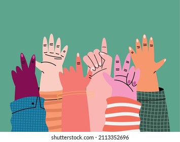 six hands up scene icons