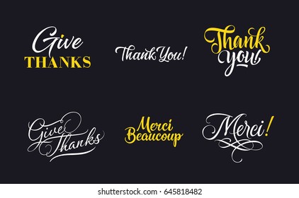 Six Handwritten Thanks Inscriptions Set