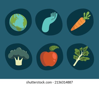 six health day set icons