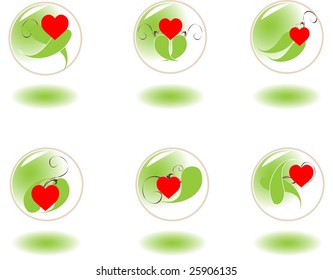 Six heart icons