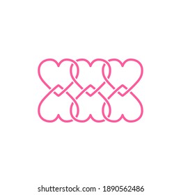 Six hearts initial logo. Modern typography design template elements.
