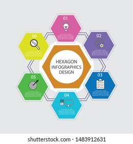 Six Hexagon Branches Chart Slide Template