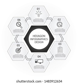 Six Hexagon Branches Chart Slide Template